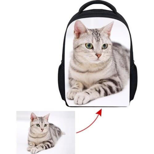2020 New Rucksack Custom Color Pet Picture Photo Printing Student School Bag Zipper Backpack Boy Girl Pet lovers