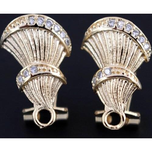 Clip Back Earrings Post Micro Pave Cubic Zirconia Skirts Base Connector Linker for DIY Drop Earrings Jewelry Making Accessories