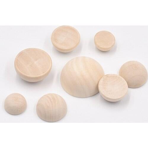 15-30mm Natural Half Wooden Balls Decration Split Beads for DIY Projects Crafts Kids Toy