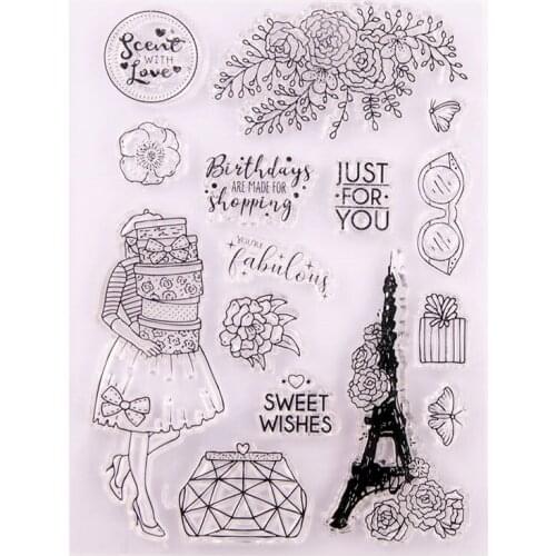 YINISE Silicone Clear Stamps DIES For Scrapbooking STENSICLS BIRTHDAY DIYPAPER Album Cards MAKING Craft Transparent RUBBER Stamp