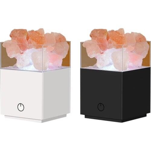 Modern Himalayan Salt Lamp Natural Pink Rock Salt Projection Lights USB Nightlight Bedroom Lamps (w/ Salts)