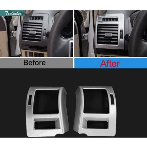 Tonlinker 2 PCS DIY Car Styling ABS Outlet on Both Sides of Dashboard Light Cover Case Stickers for Toyota Prado 2014-16