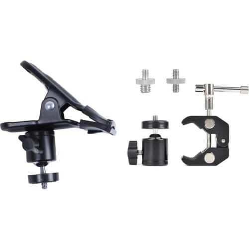 Top 1 Pcs Metal Spring Clamp Clip with Ball Head & 1 Set Clamp Mount Articulated Ball Head Thread Hole Head and Screw