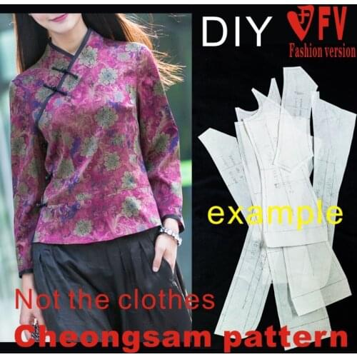 Improved Hanfu pattern silk short style coat garment DIY cutting picture 1:1 pattern physical BQP-41