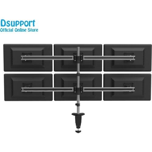 Aluminum Alloy Full Motion Rotating 6Screen 15"-27" LCD LED Monitor Holder Desktop Clamping Mount Flexible Display Bracket Stand
