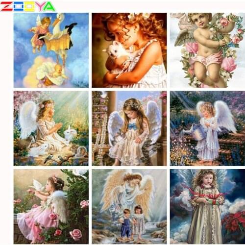 ZOOYA Diamond Painting Cross Stitch Needlework 5D Diamond Embroidery Round Crystal Resin Picture Mosaic Angel Picture RF176