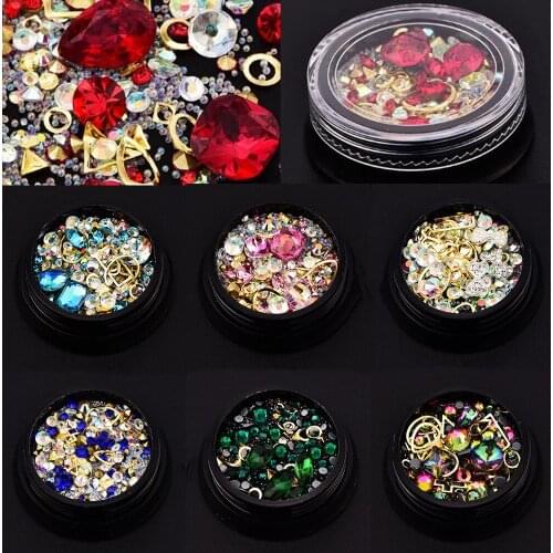 1Box Nail Art Fillings Mixed Flash Micro-drilled Broken Diamond Crystal Rhinestone Bubble Ball Beads for DIY Epoxy Resin Crafts