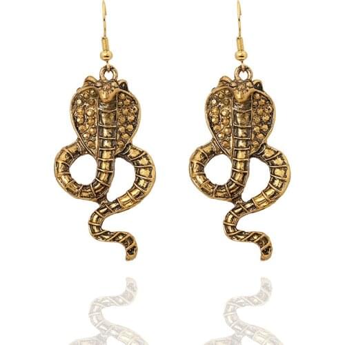 1Pair New Vintage Long Snake Cobra Dangle Earrings 2019 Jewelry for Women Female Party Personality Retro Drop Earring E244