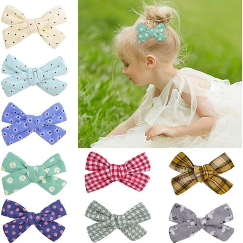 1 piece Fashion Classic Plaid Hair Bows With Clip Daisy Ribbon Bows For Girls Party Decor Gifts Headwear Kids Hair Accessories