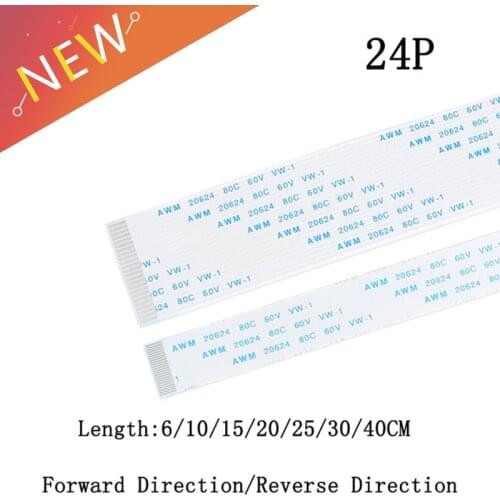 10PCS 24 Pin FPC/FFC Ribbon Flexible Flat Cable Pitch 0.5MM/1.0MM Wire Length 6/10/15/20/25/30/40CM