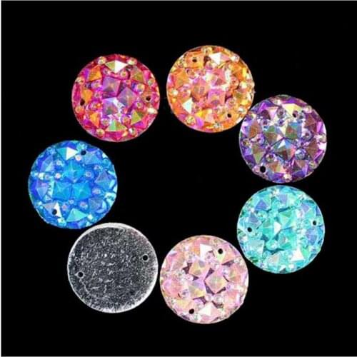100pcs/lot 16mm MultiAB Color Crocodile back Face Resin Druzy Cabochons Stone Flat Bead - Newest Charms For Druzy Jewelry Making