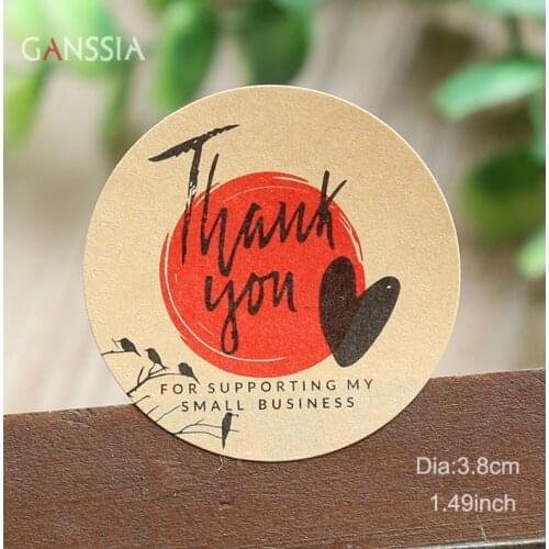 100pcs/lot Dia:3.8cm Round Brown Paper Sticker Handmade Gift Seal Labels "Thank You"Stationery Stickers Label(ss-720)