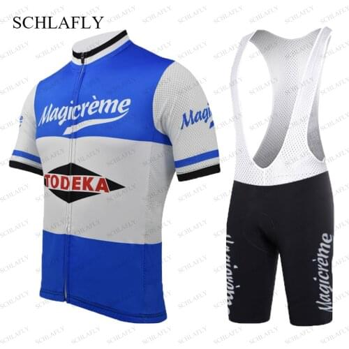1972 Magicreme belgian team cycling jersey summer blue short sleeve jersey+bib pants bike wear cycling clothing schlafly