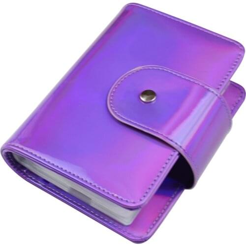 20 Slots Holographic Purple Stamping Plate Case Laser 6x12cm Nail Art Plate Organizer Holder Bag
