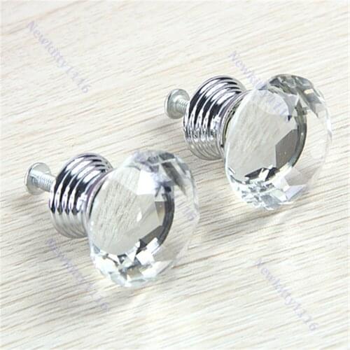 3Pcs/lot Clear Crystal Knob Handle Drawer Kitchen Door Wardrobe Hardware 30mm #22190