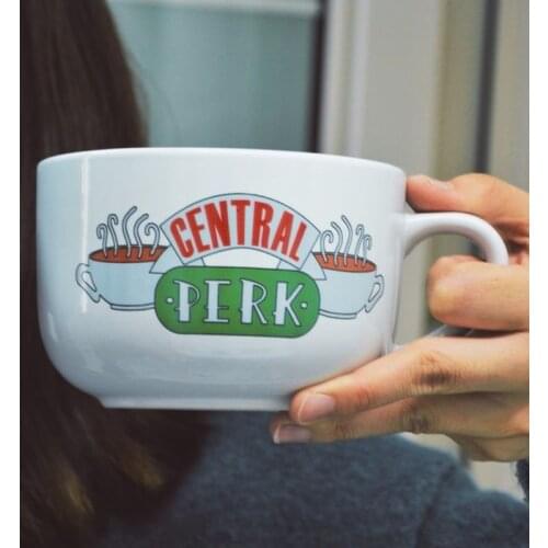 500mL Friends Tv Show Central Perk Large Capacity White Color Cappuccino Coffee Tea Milk Ceramic Cup Anniversary Gift for Friend