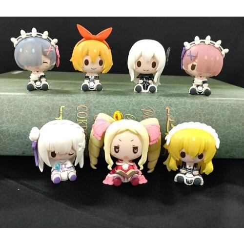 6PCS/Set Anime Cute Mini Rem Model Figure Action Girls Boys Toys Car Ornaments Doll Souvenir Adult Kids Decor Xmas Gift