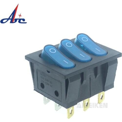 9pins 3buttons ON-OFF function Lamp illuminated 220V light rocker switch 20A 125VAC