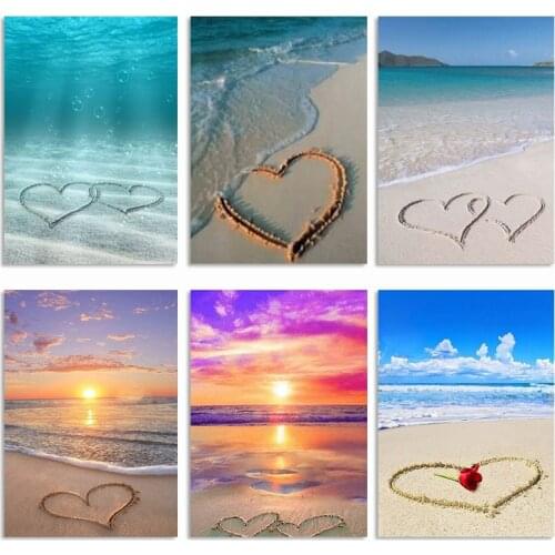 Muxun 5D Diamond Painting Full Square Seaside Scenery Diamond Embroidery Love Wedding Decoration Diamond Art Gift Handmake Rp098