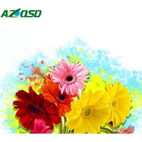 AZQSD Full Square Diamond Painting Daisy Cross Stitch Kits Rhinestones Diamond Embroidery Flower Mosaic Handicraft Home Decor