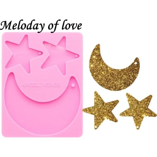 Shiny Star moon shape molds for keychains DIY epoxy resin keychain mold silicone rubber DY0121