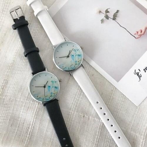 Landscape Painting Retro Women Vogue Watches Chinese Style Fresh Simple Ladies Wristwatches Casual Female Leather Quartz Watch