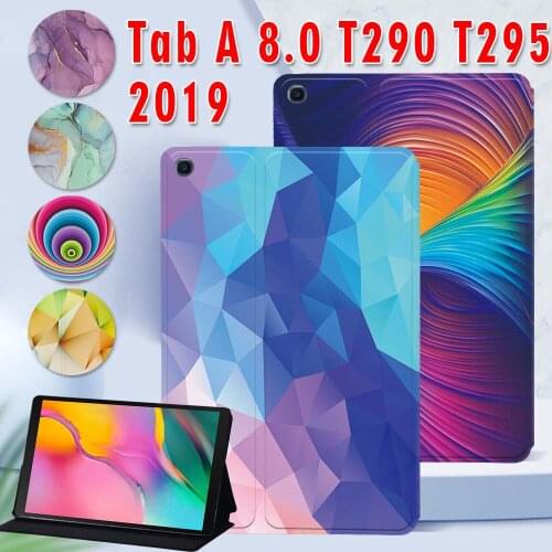 Watercolor Series Cover for Samsung Galaxy Tab A 8.0'' 2019 SM-T290 SM-T295 Case PU Leather Tablet Cover Coque Fundas