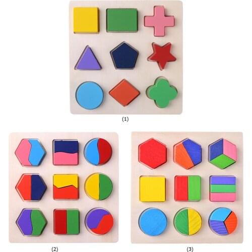 Wood Geometric Shapes Sorting Math Montessori Puzzle Kids Baby Preschool Educational Learning Toys for Children Gift
