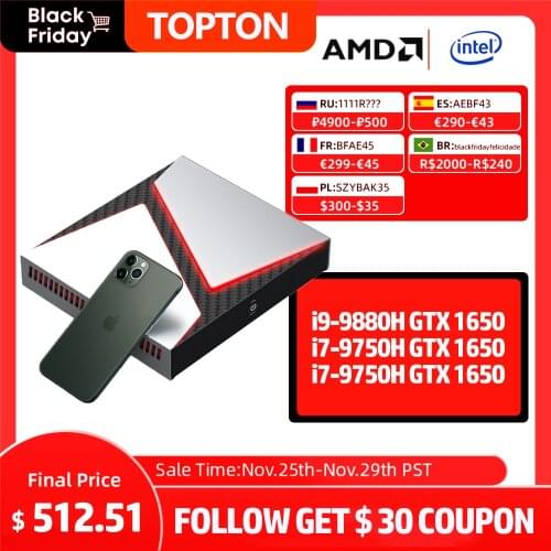 Cheap Gaming Mini Pc Windows 10 Pro Intel Core i9 9880H i7 9750H Processor GeForce GTX 1650 4GB Discrete Graphics Card Pc Gamer