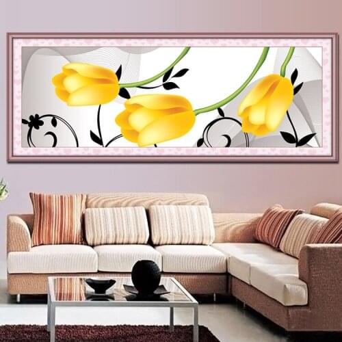 Needlework,DMC DIY Cross stitch,Embroidery kit set Tulip floral Flower Cross-Stitch painting wall decor Wholesale