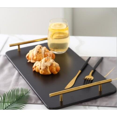 Home Ceramic Plate Tea Coffee Set Trays Decoration Light Luxury Snack Plate Cosmetic Storage Tray Food Tray For Kitchen Storage