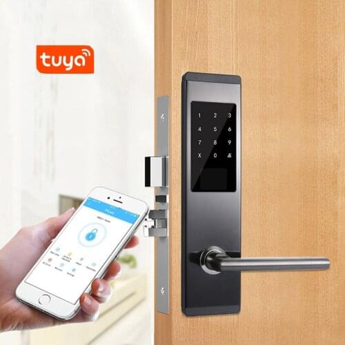 Tuya Biometric Fingerprint Security Intelligent Smart WiFi APP Password Electronic Door Lock WIFI Keyless Password Door Lock
