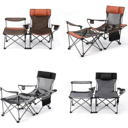 Double Folding Camping Chair With A 2-in-1 Travel Bag For Beach Terrace DIY Table Chair Desk BBQ Hiking Traveling Outdoor Picnic
