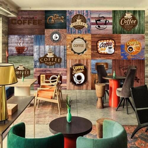 Custom mural retro design coffee cafe background decoration wallpaper murals Custom hight quality Wallpaper