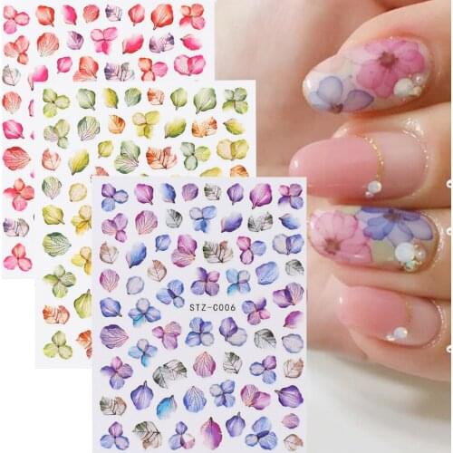 Hydrangea Daisy Nail Stickers Flowe Petal Leaf Butterfly Lavender Sliders Gel Polish Summer Decorations Manicure SASTZC01-11