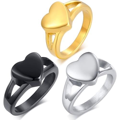 Titanium Steel Love Heart Shaped Ring for Women High Stylish Cast Ring Punk Personality Jewelry