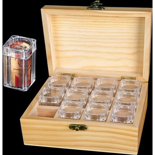 Rolling Coin Square Tube Collection Box Commemorative Coin Protection Box Cylinder Coin Coin Storage Box Wooden Box
