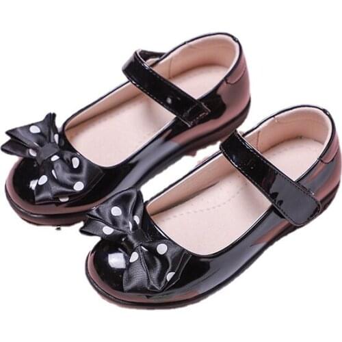 Girls Leather Shoes for Children Wedding Dress Princess Dance Shoes Kids Summer Bow-knot Black Student Sandals Korean Fashion