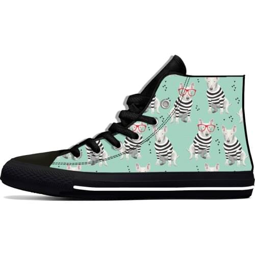 Cute Bull Terriers Animal Pets Dog kawaii Harajuku Lightweight High Top Canvas Shoes Men Women Casual Breathable Sneakers