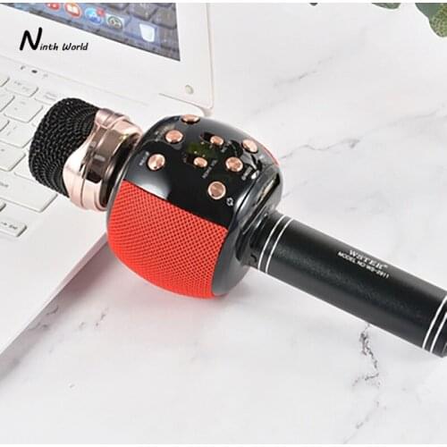 WSTER Version Bluetooth Karaoke Microphone Wireless Professional Speaker Handheld Player Magic Voice Record Music Mic PK WS-858