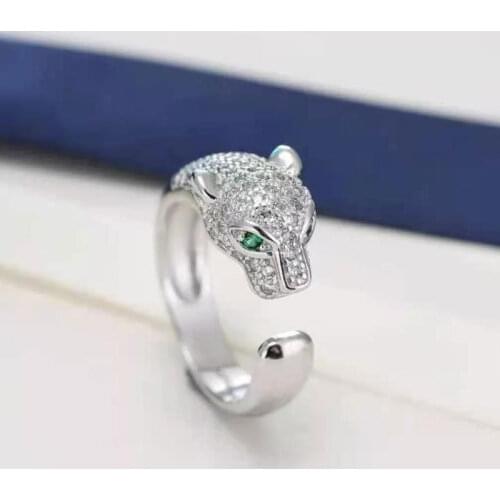 Fashion zircon Inlaid Leopard Ring Opening Personality Unisex Ring Party Jewelry Gift