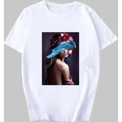 Fashion Nordic Sexy Art Girl Print T Shirt Women Harajuku Aesthetics Short Sleeve T-Shirts Tees Top Streetwear Tshirt Plus Size
