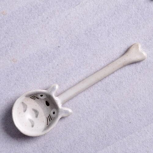 Cartoon Cat Ceramic Spoon Hand Painted Long Handle 1 Korean Lovely Dessert Childrens Milk Coffee Cake Spoon Gift