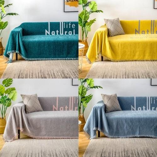 Solid Color Sofa Towel Sofa Covers for Living room Blanket with Tassels Plaid Slipcovers Protector Cover Couch Furniture Cover