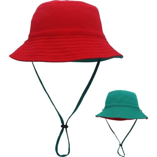 Outfly 2021 New Style Kids Bucket Hat Cotton Double-sided Sun Hat For Children Summer Beach Sunscreen Hat