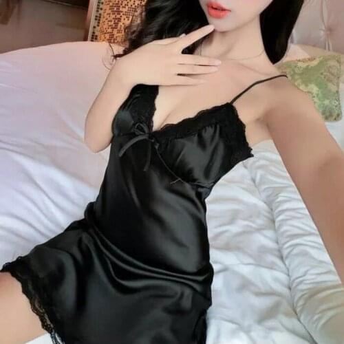 Summer New Lingerie European and American Transparent Sexy Nightdress Pajamas Set Deep V Neck One Piece Sleepwear