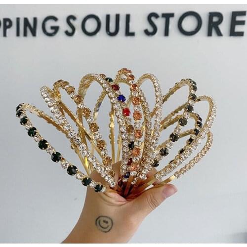 High-end Baroque Alloy Full Rhinestone Headband Fashion Hair Accessories Women Double Root Pearl Hollow Hairbands Cute Hair Hoop