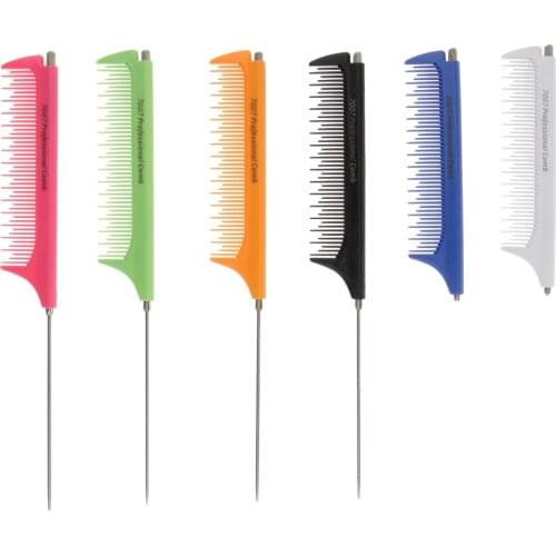 Profession Dyeing Comb Weave Highlighting Sectioning Comb Adjustable Fine-tooth Metal Pin Hairdressing Hair Styling Comb