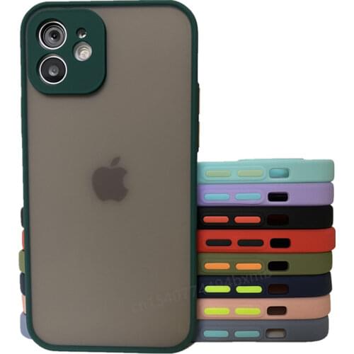 Shockproof Armor Matte Case For iPhone 12 11 Pro Xs Max XR X 6 7 8 Plus SE Mini Luxury Silicone Bumper Clear Hard PC Cover Funda
