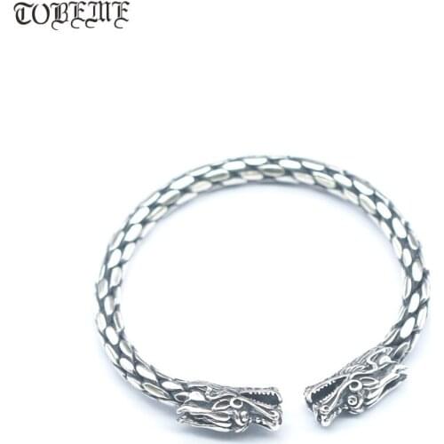 Handmade 100% 925 Silver Man Bangle Thai Silver Dragon Bangle Sterling Silver Power Dragon Bangle Good Luck Bracelet